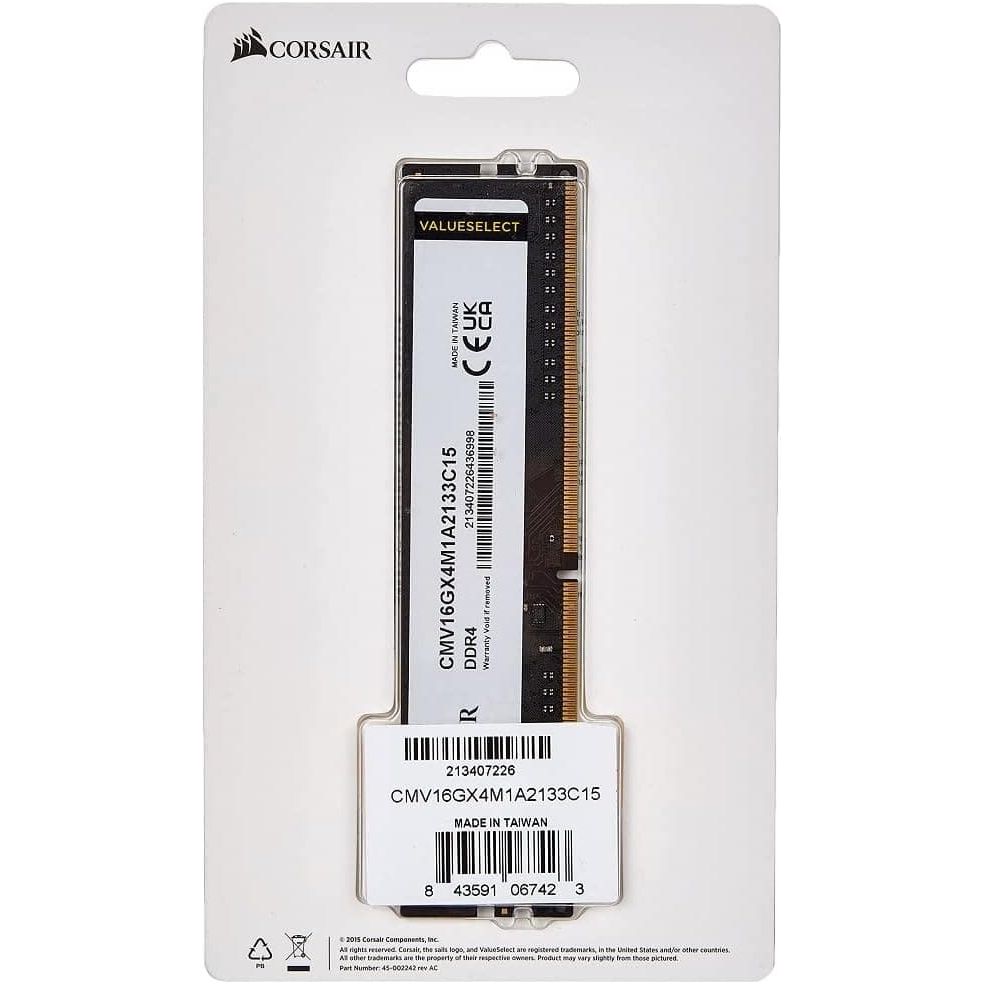 Buy Corsair,Corsair CMV16GX4M1A2133C15 Value Select 16 GB (1 x 16 GB) DDR4 2133 MHz CL15 Mainstream Desktop Memory Module - Black - Gadcet UK | UK | London | Scotland | Wales| Ireland | Near Me | Cheap | Pay In 3 | Computer Components